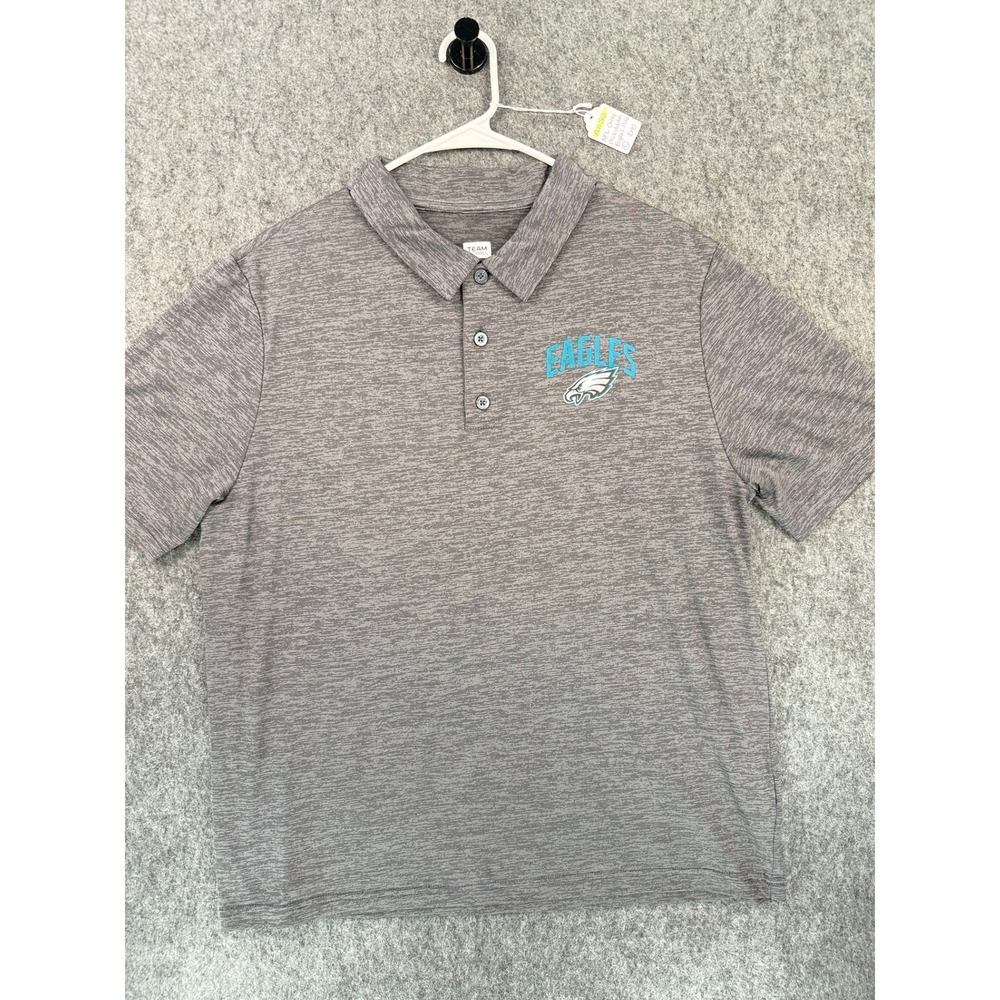 NFL Team Apparel Philadelphia Eagles Mens Gray Heather Polo Shirt Large 2G11